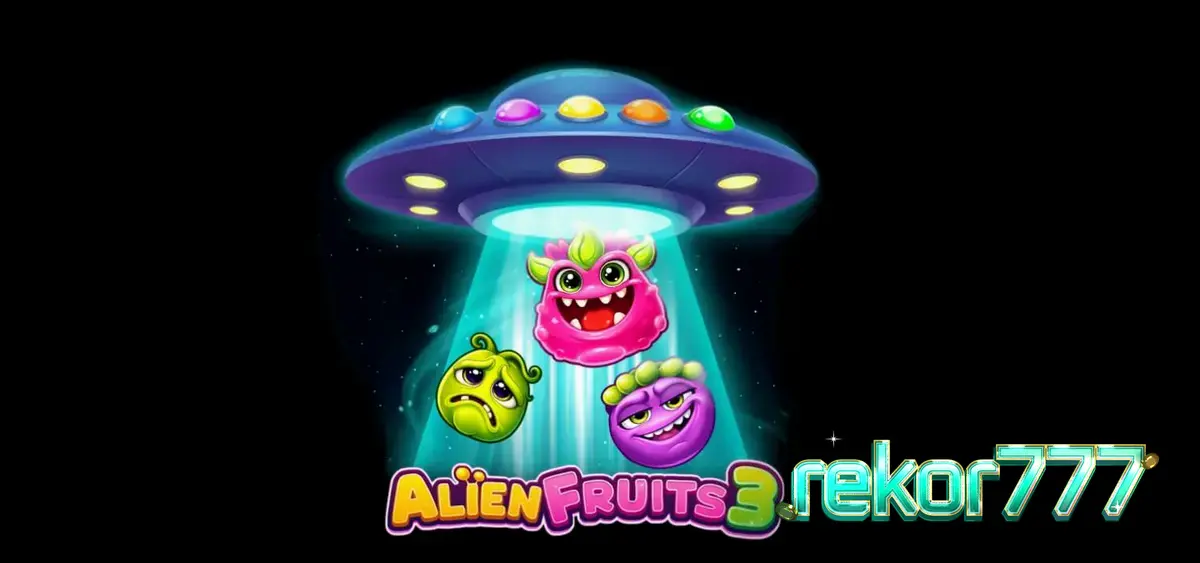 Tampilan visual slot Alien Fruits 3 dengan tema neon luar angkasa